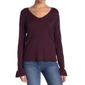 14th & Union Scoop Neck Ruffle Cuff Sweater NWT